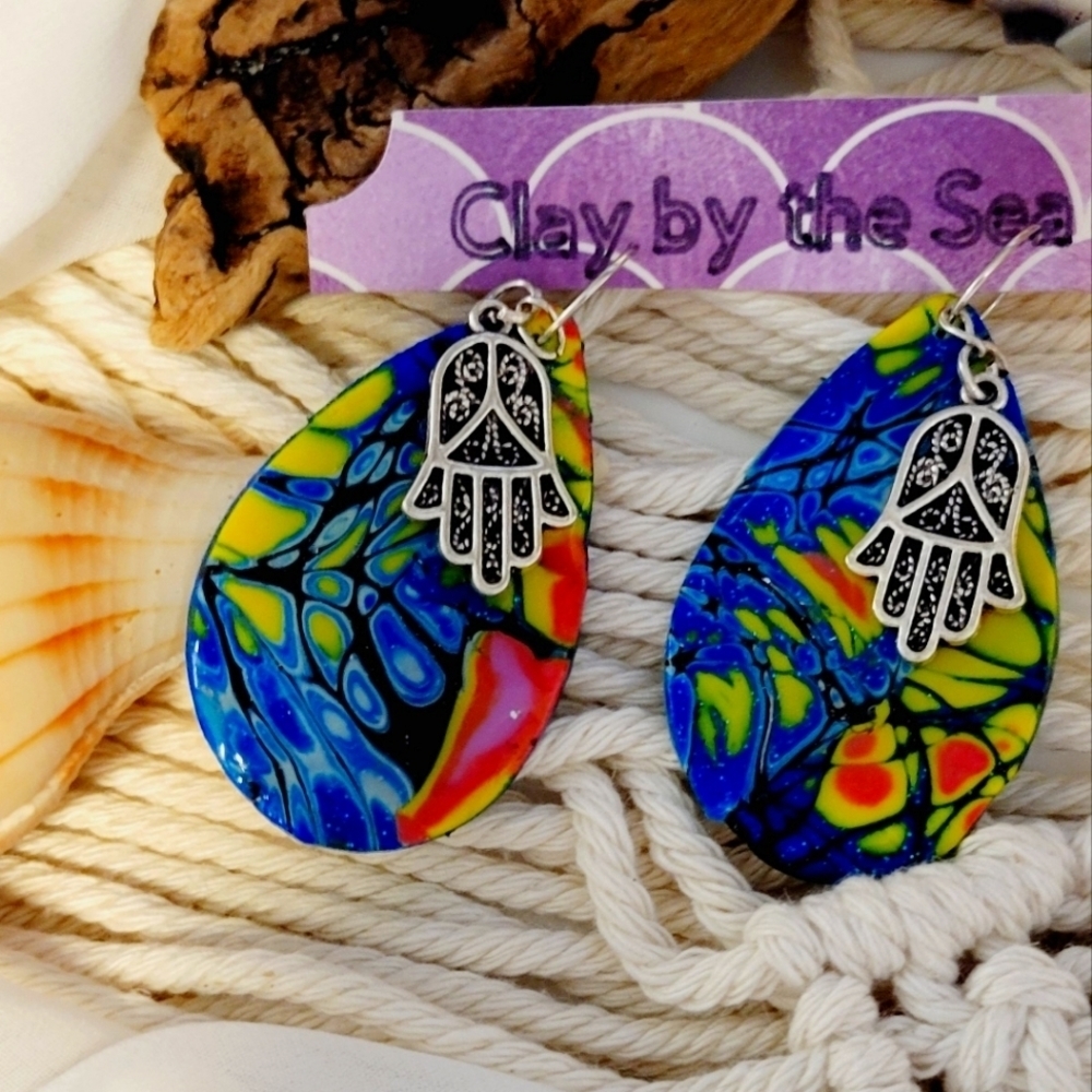 Tie Dye Polymer Clay Earrings